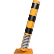 Barrier bollard | Steel tube  152 x 3.2 mm | stationary | for dowel fixing | hot-dip galvanized | total length: 1500 mm | with signal on inclination